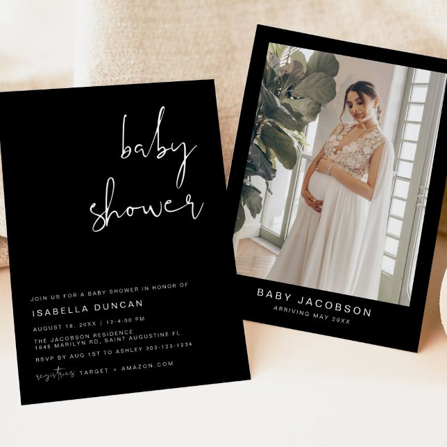 JOVI Edgy Modern Black Baby Shower Invitation (Creator Uploaded)
