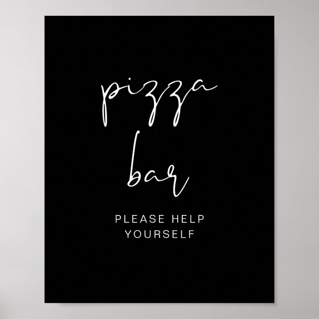 JOVI Edgy Modern Black Pizza Bar Poster (Front)