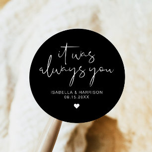 JOVI Edgy Modern Minimalist Wedding Favour Classic Round Sticker