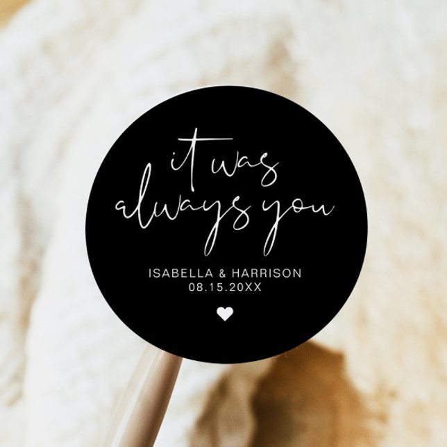 JOVI Edgy Modern Minimalist Wedding Favour Classic Round Sticker (Creator Uploaded)