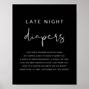 JOVI Modern Edgy Black Late Night Diapers Game Poster