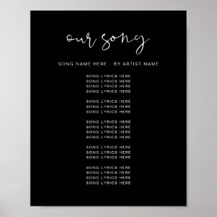JOVI Modern Edgy Black Wedding Song Lyrics Poster