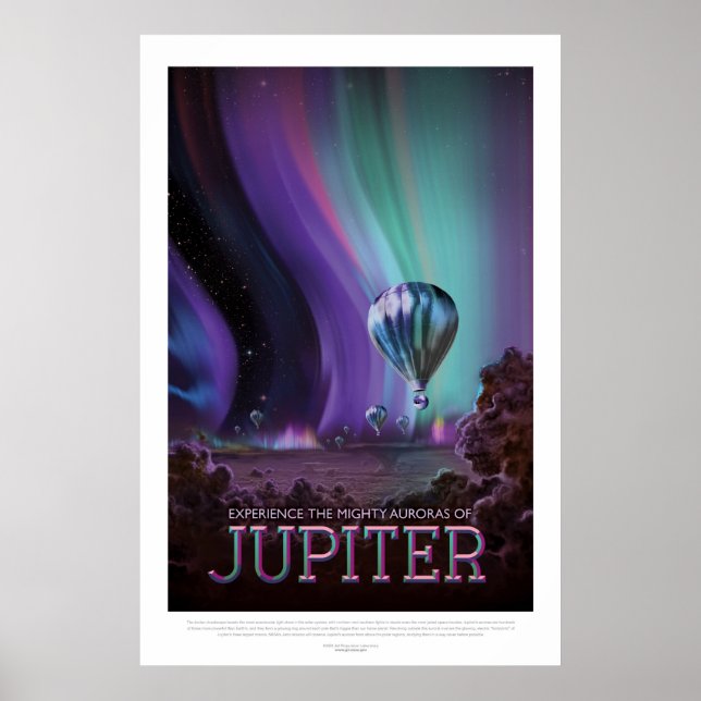 Jovian Aurora space destination vacation advert Poster (Front)