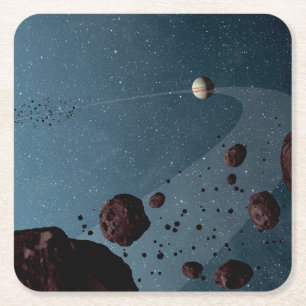 Jovian Trojans Asteroids. Square Paper Coaster