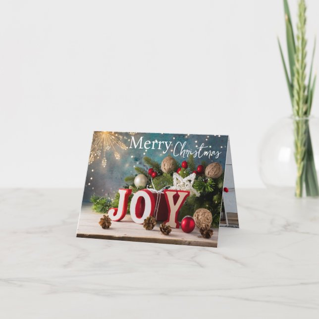 Joy 6 Image Christmas Greeting Card (Front)