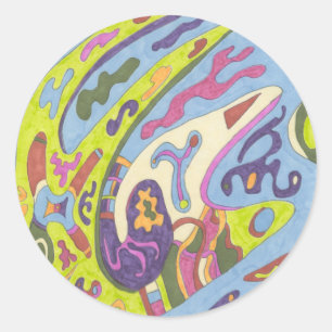 Joy, abstract classic round sticker