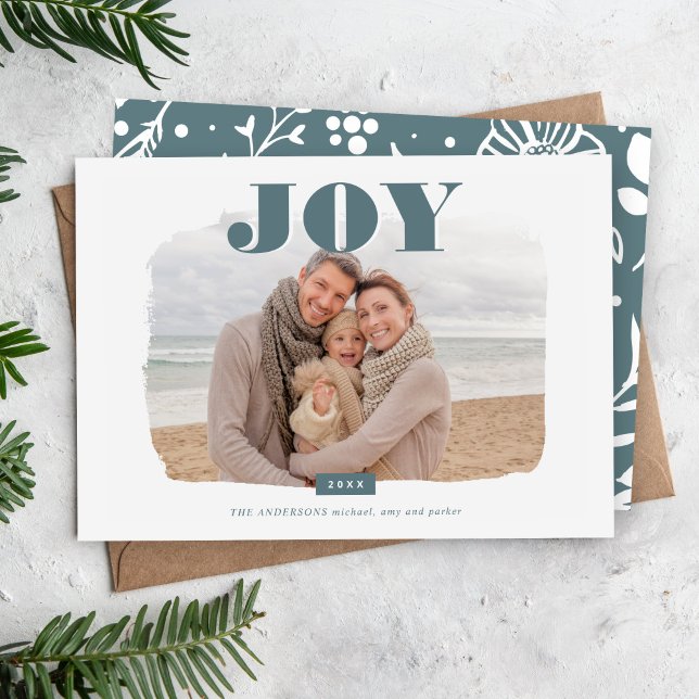 Joy | Abstract Frame Photo Overlay Holiday Card (Creator Uploaded)