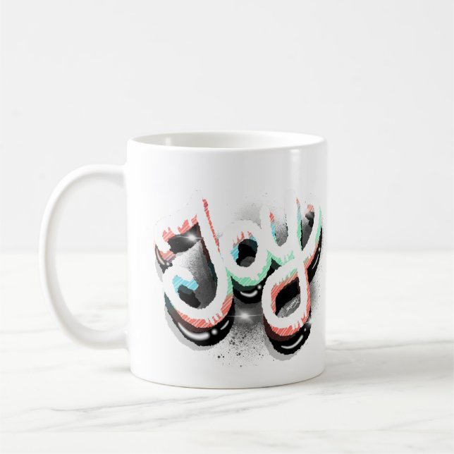 Joy Airbrush Street Art Neon Hand Lettering Coffee Mug (Left)