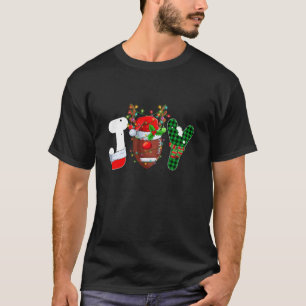 Joy American Football Santa Hat Reindeer Christmas T-Shirt