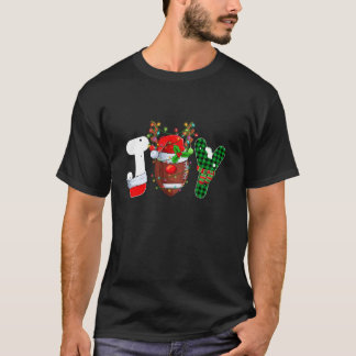 Joy American Football Santa Hat Reindeer Christmas T-Shirt