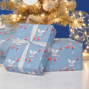 Joy and Dove With Snowflakes Wrapping Paper