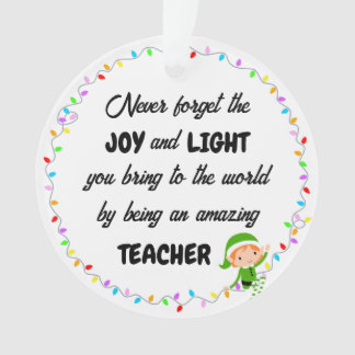Joy and Light Thank You Teacher Acrylic Ornament