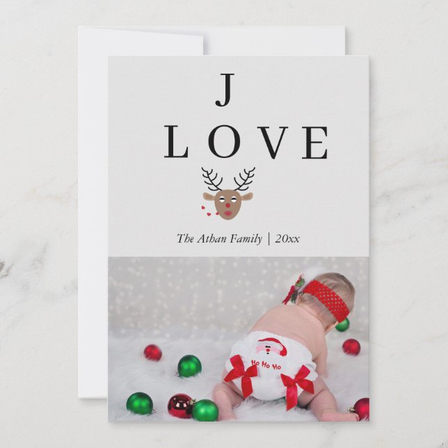 Joy and Love Crossword Holiday Photo Card (Front)