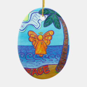 Joy and Peace Beach Angel Art Gift Ornament