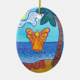Joy and Peace Beach Angel Art Gift Ornaments