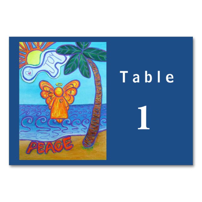 Joy and Peace Beach Angel Custom Table Cards (Front)