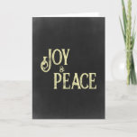 Joy and Peace Christmas Chalkboard Photo Card<br><div class="desc">Joy and Peace Christmas Holiday Photo Card,  Chalboard effect. Customisable - change the photo on the inside for your photo,  change all of the text on the inside for your own personalised text.
Placeholder photo: Photography © Storytree Studios,  Stanford,  CA</div>