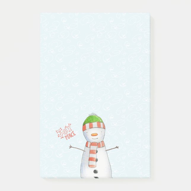 Joy and Peace | Cute Snowman Christmas Post-it Notes (Front)