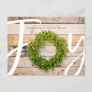 Joy and Pine Wood   Holiday Greetings Postcard