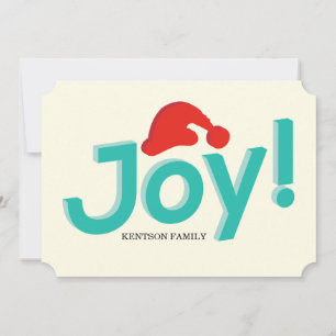 joy and santa hat holiday card