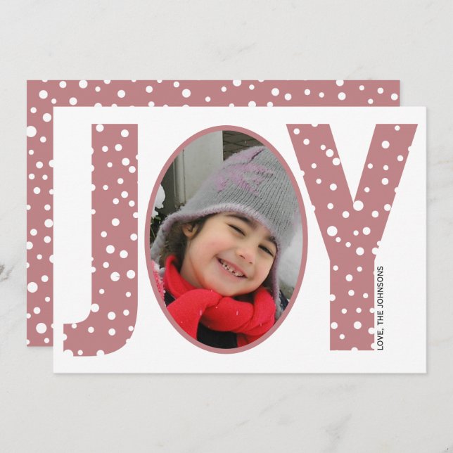 Joy and snow dusty rose minimal Christmas Holiday Card (Front/Back)