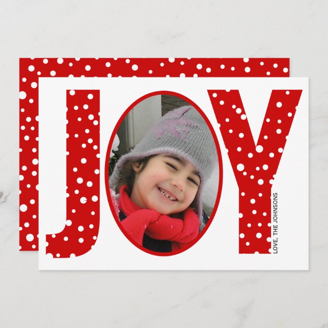 Joy and snow red minimal Christmas photo Holiday Card (Front/Back)