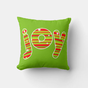 JOY at Christmas, Red & Green Stripes Cushion