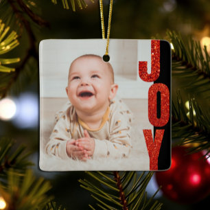 Joy Baby Photo Christmas Ceramic Ornament