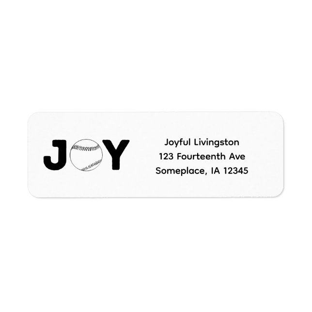 Joy Baseball Address Labels (Front)