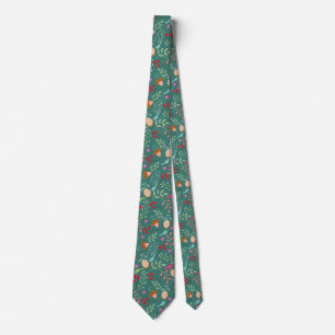 Joy birds Christmas green Tie