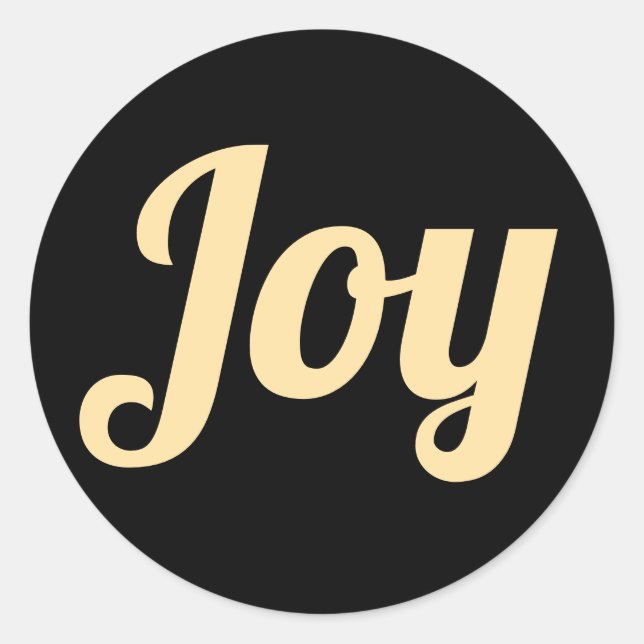 Joy black Colour Script Simple Modern holiday Classic Round Sticker (Front)