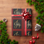 “Joy” Black Red Gold Script Elegant Holiday Wrapping Paper<br><div class="desc">Beautiful ‘joy” Gold wrapping paper for the holiday season.  Gold lettering sets the tone for elegance in this pretty paper.</div>