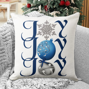 Joy (blue) Christmas Cushion