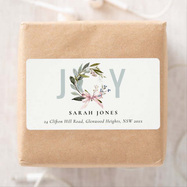 Joy Blush Green Winter Christmas Wreath Address (Insitu)
