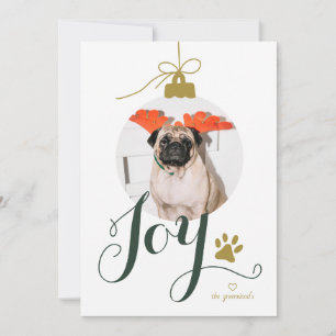 Joy Boho Pet Photo Ornament Holiday Card