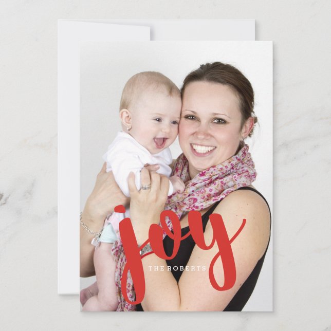 Joy Bold Red / Modern Photo Holiday Card (Front)