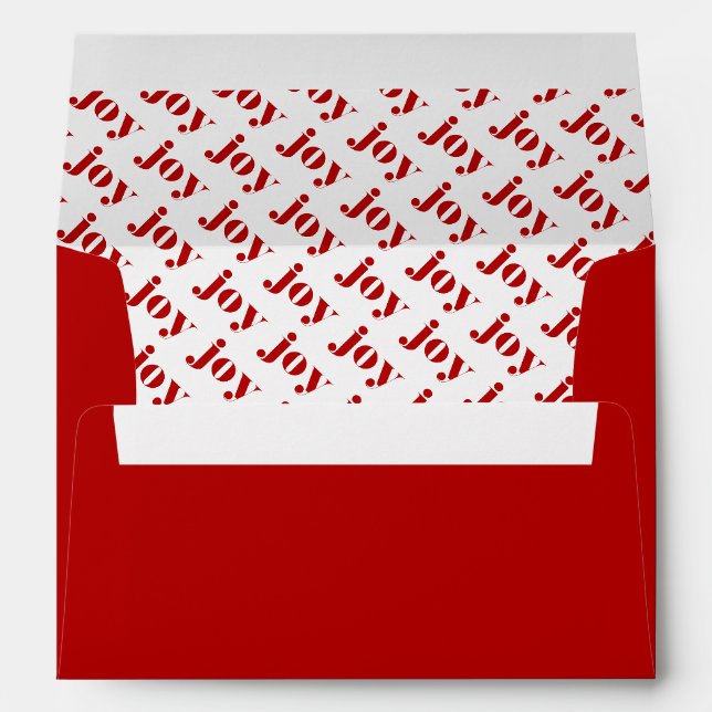 JOY Bold Typography Pattern Red Modern Christmas Envelope (Back (Bottom))