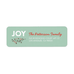 JOY Branch Modern Holiday Address Labels
