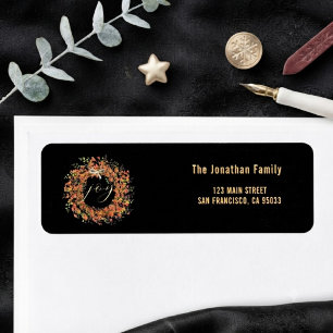 Joy Bright Watercolor Wreath Christmas Return Address Label