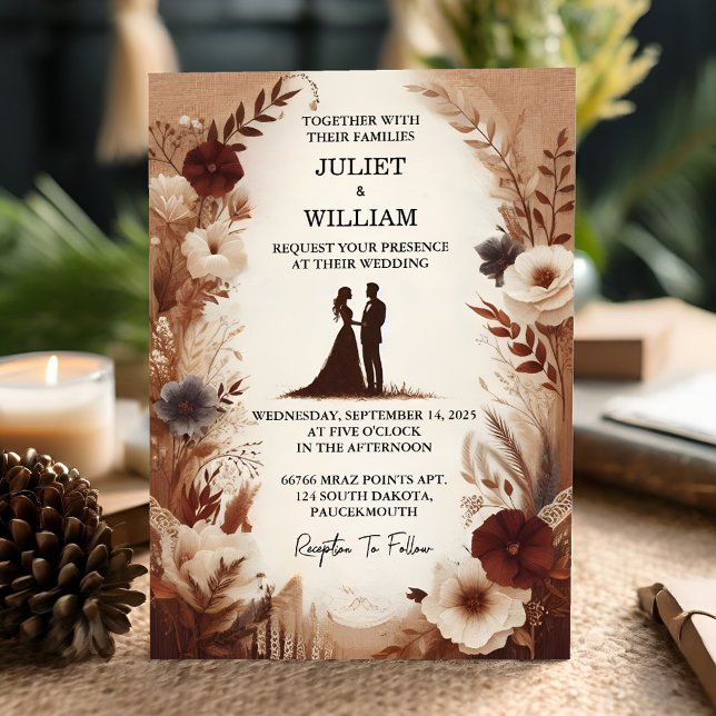 Joy Brown Fall Wood Paperie Recycled Paper Wedding Invitation (Creator Uploaded)