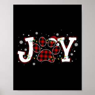 Joy Buffalo Red Plaid Dog Paw Print Christmas Orna