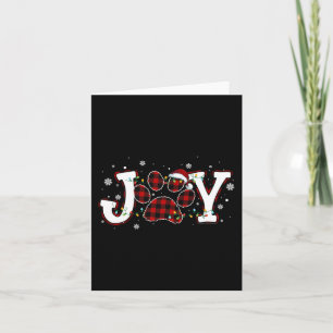 Joy Buffalo Red Plaid Dog Paw Print Christmas Orna Card