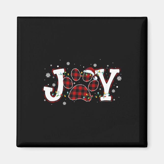Joy Buffalo Red Plaid Dog Paw Print Christmas Orna Magnet (Front)