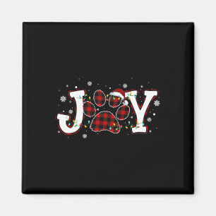 Joy Buffalo Red Plaid Dog Paw Print Christmas Orna Magnet