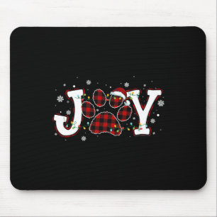 Joy Buffalo Red Plaid Dog Paw Print Christmas Orna Mouse Pad