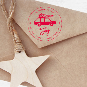 Joy Car Minimalistic Illustration Christmas  Self-inking Stamp