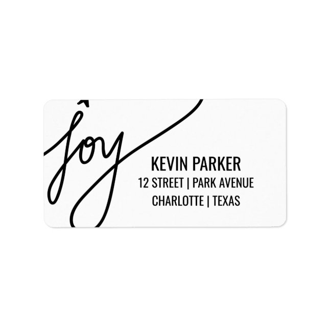 Joy Casual Black Typography Holiday Label (Front)