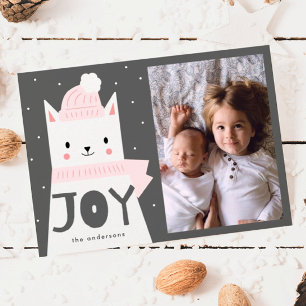 JOY, Cat, Winter, Christmas, Holiday Photo Card
