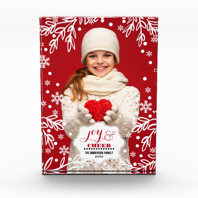 Joy & Cheer. Custom Christmas Photo Block (Front)