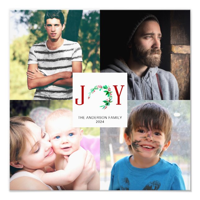 Joy Christmas 4 Photo Collage Family Pictures (Front)